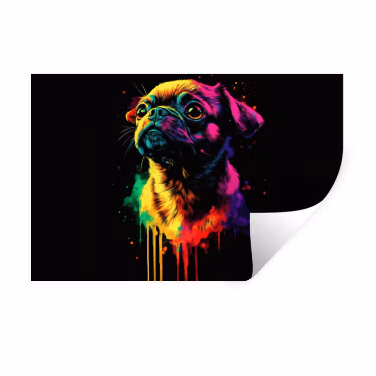 Muursticker - Puck - Hond - Verf - Kleuren — 1