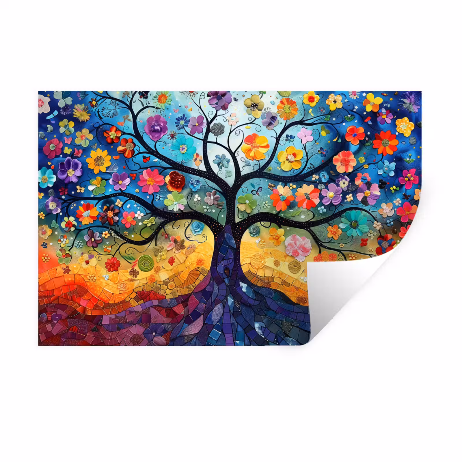 Muursticker - Kunst - Levensboom - Bloemen - Hippie — 1