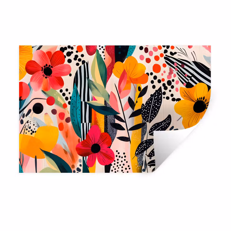 Muursticker - Bloemen - Bladeren - Abstract - Kleurrijk — 1