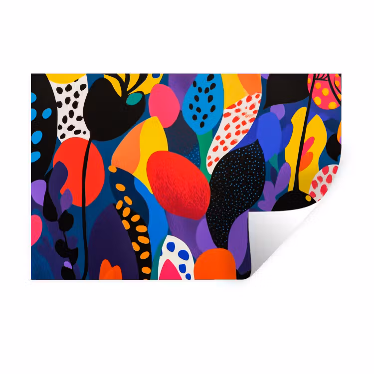 Muursticker - Bloemen - Bladeren - Abstract - Rood — 1