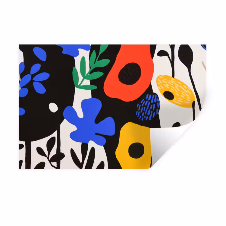 Muursticker - Bloemen - Bladeren - Abstract - Zwart — 1