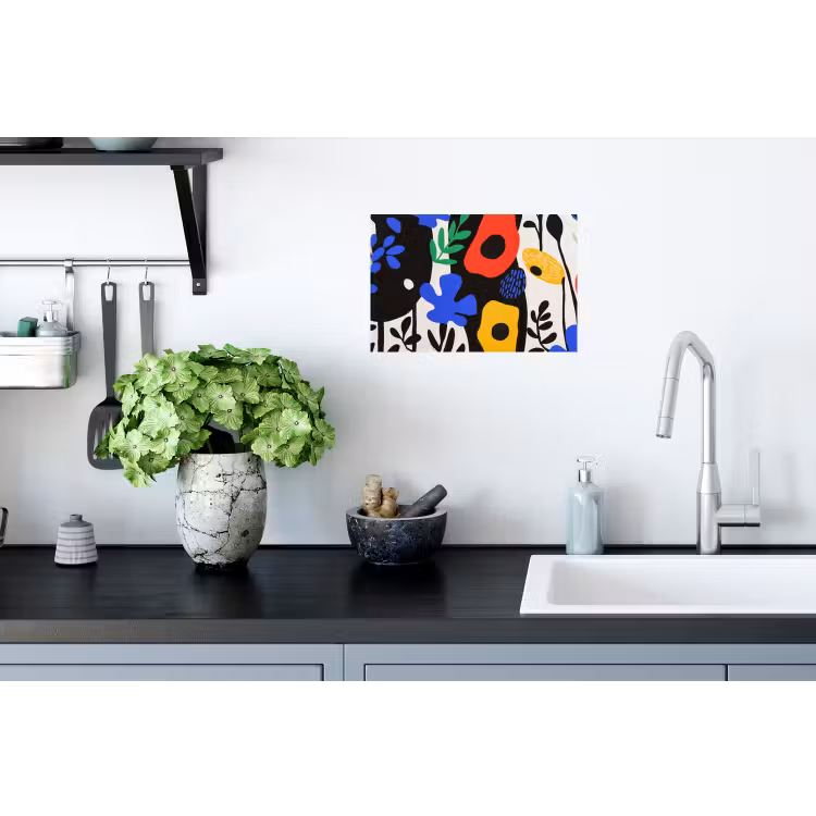 Muursticker - Bloemen - Bladeren - Abstract - Zwart — 2