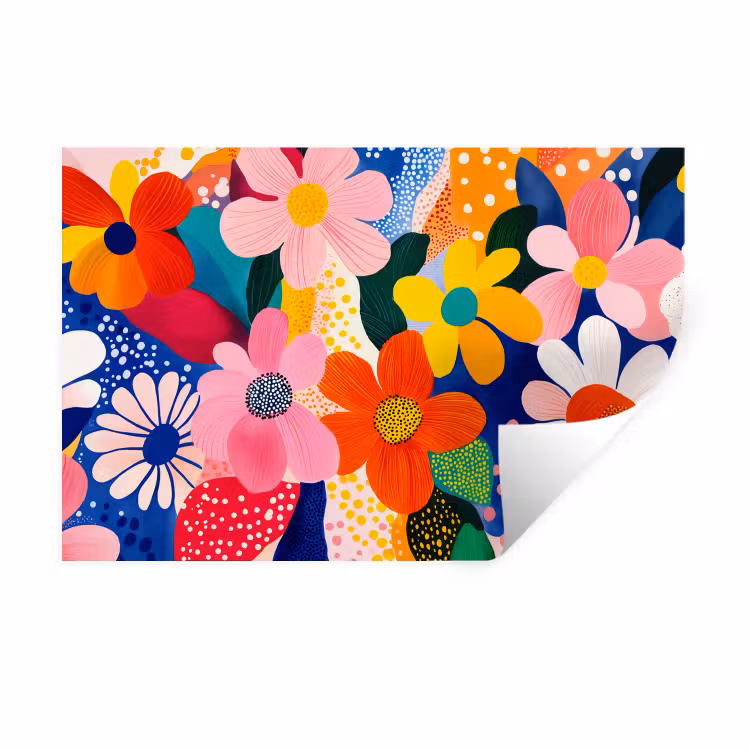 Muursticker - Bloemen - Kleurrijk - Stippen — 1