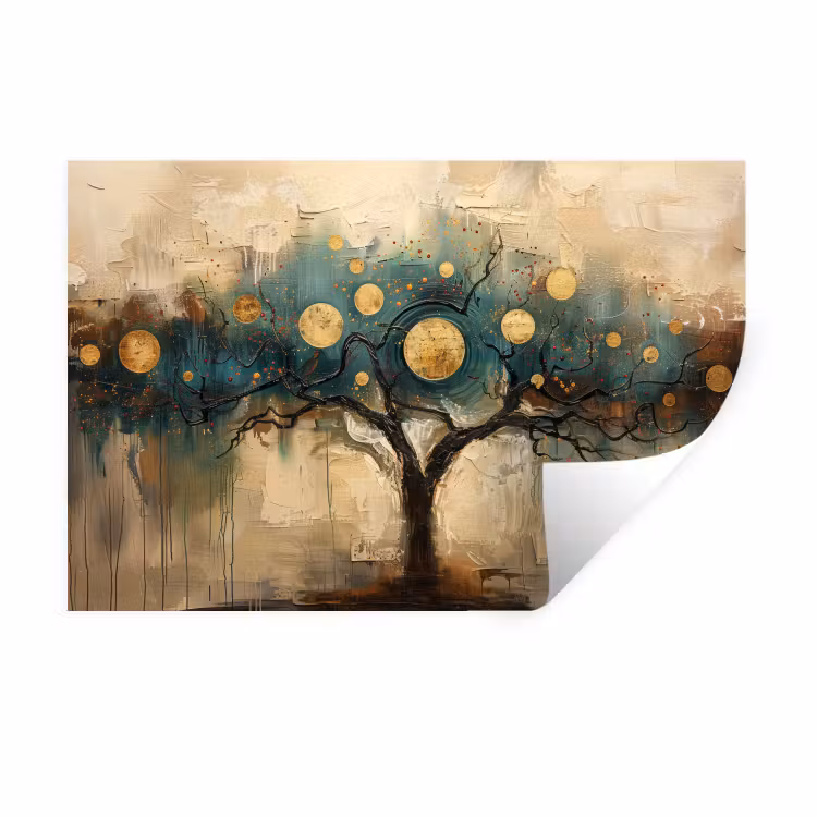 Muursticker - Boom - Kunst - Maan - Watercolor — 1
