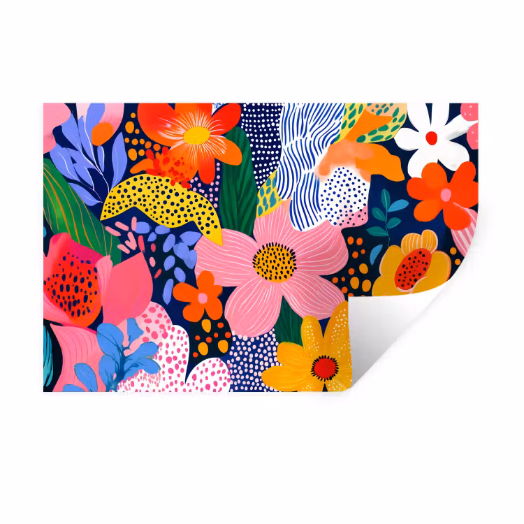 Muursticker - Kleurrijk - Bloemen - Abstract - Stippen — 1