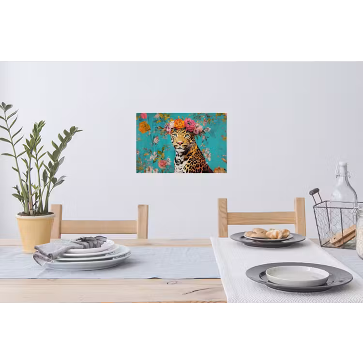 Muursticker - Luipaard - Bloemen - Kroon — 3