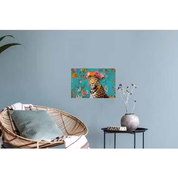 Muursticker - Luipaard - Bloemen - Kroon — 4