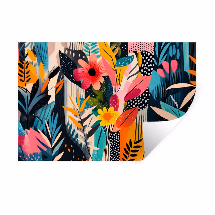 Muursticker - Schilderij - Abstract - Bloemen - Roze — 1