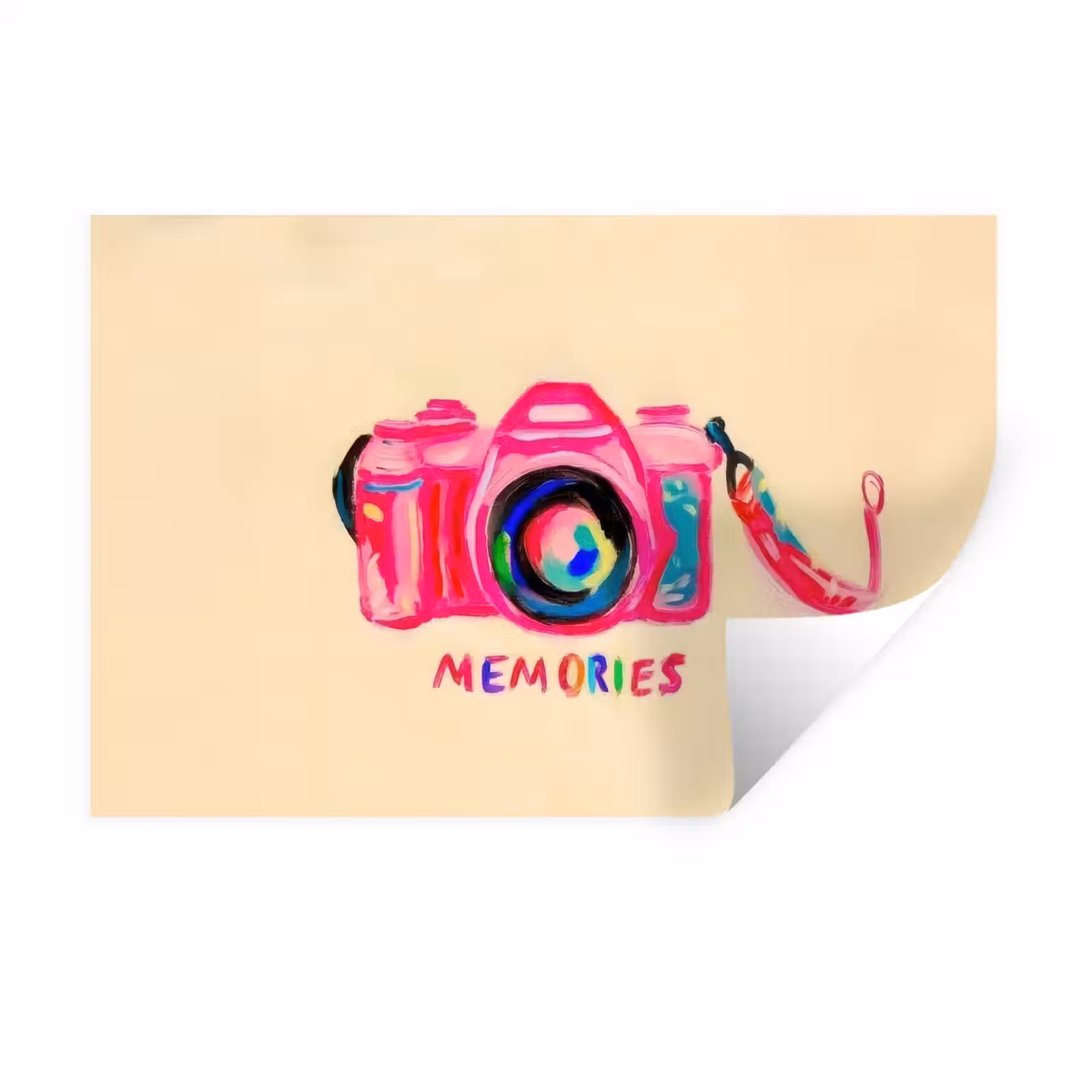 Muursticker - Camera - Memories - Roze - Geschilderd — 1
