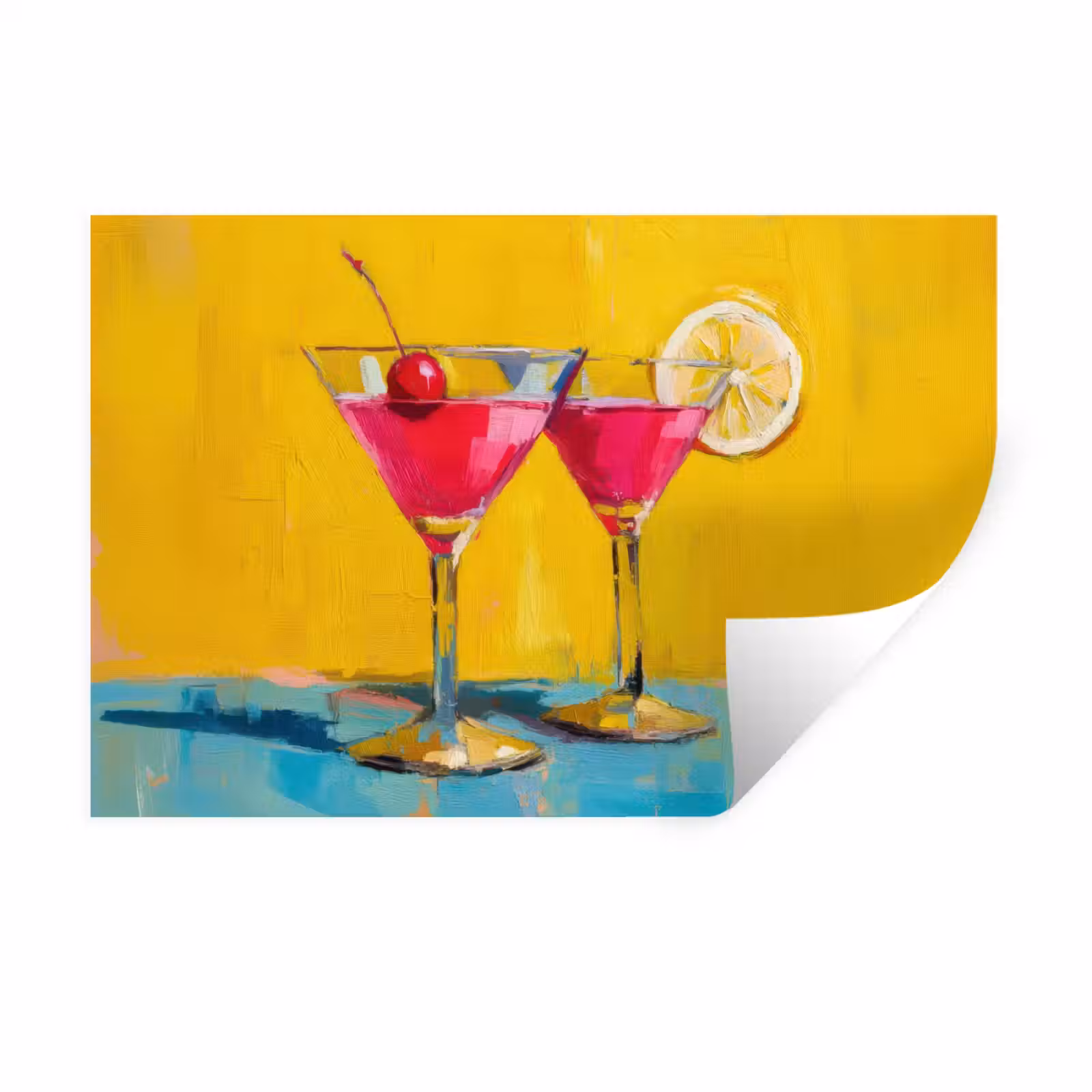 Muursticker - Glazen - Cocktail - Citroen - Kers — 1