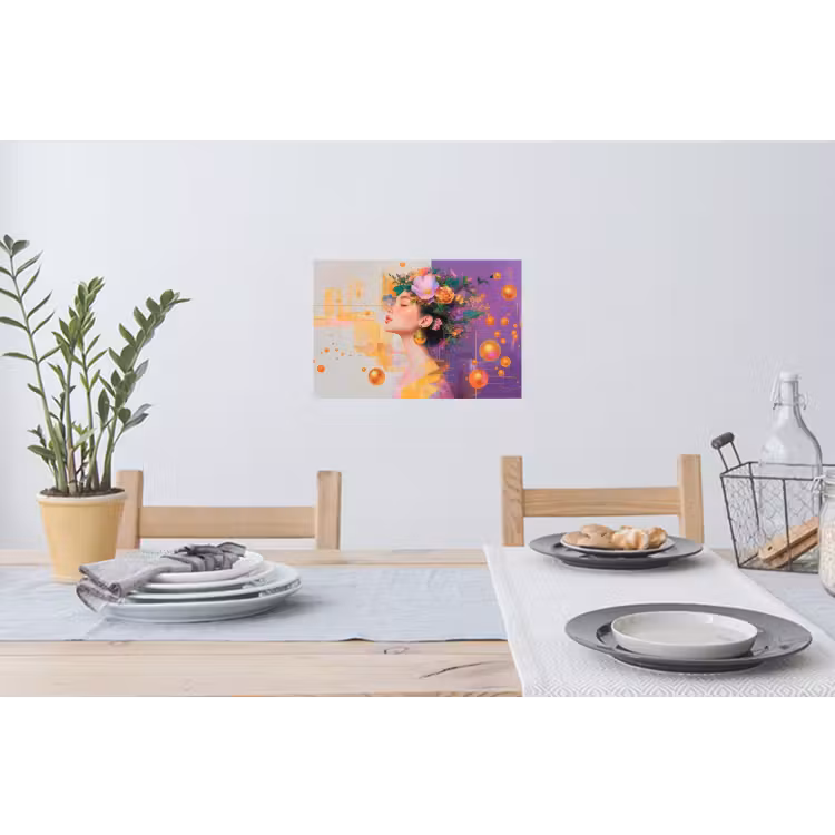 Muursticker - Abstract - Vrouw - Bloemenkroon - Goud — 3