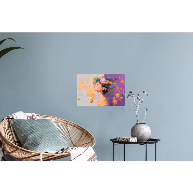 Muursticker - Abstract - Vrouw - Bloemenkroon - Goud — 4