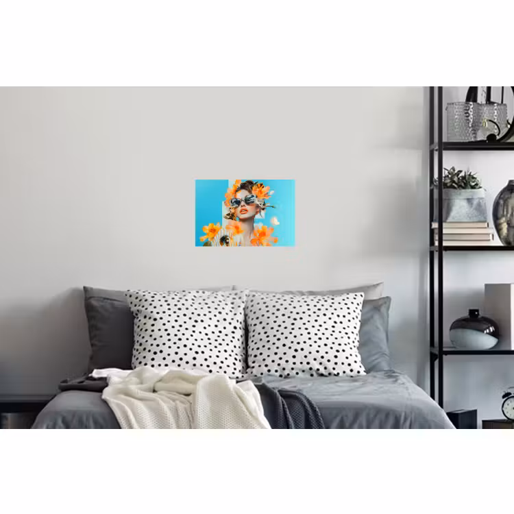 Muursticker - Bloemen - Vrouw - Zonnebril - Blauw — 5