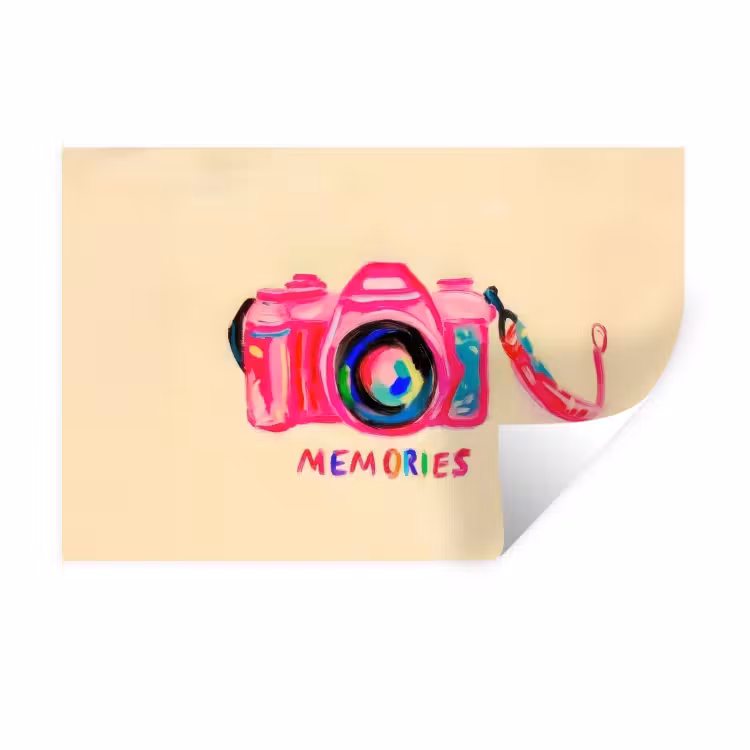 Muursticker - Camera - Memories - Roze - Geschilderd — 1