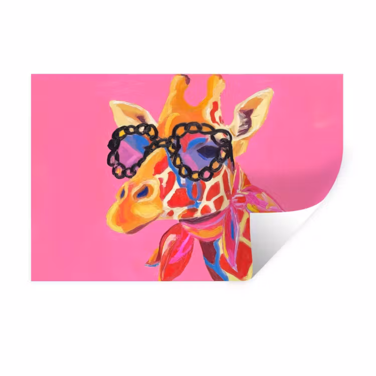 Muursticker - Giraf - Roze - Bril - Sjaal — 1