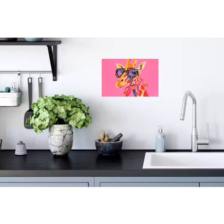 Muursticker - Giraf - Roze - Bril - Sjaal — 2
