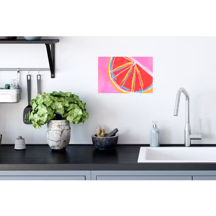 Muursticker - Grapefruit - Geschilderd - Roze - Strepen — 2