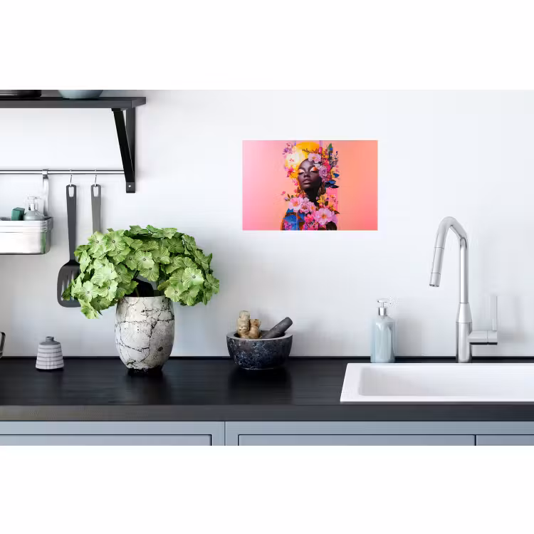 Muursticker - Kleurrijk - Bloemen - Vrouw - Zon — 2