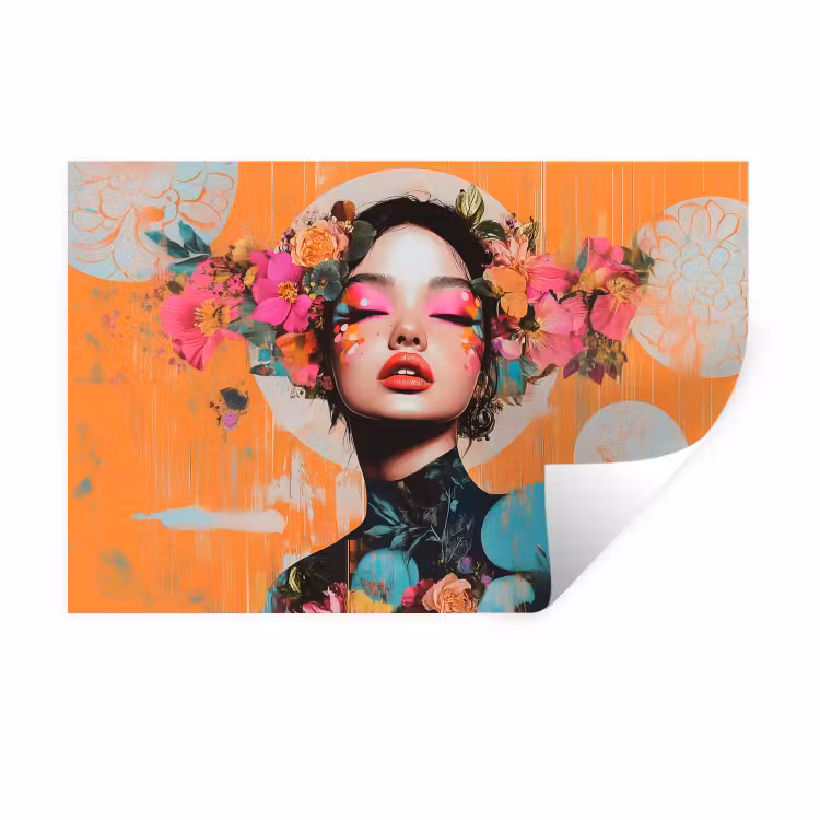 Muursticker - Portret - Vrouw - Abstract - Bloemen — 1