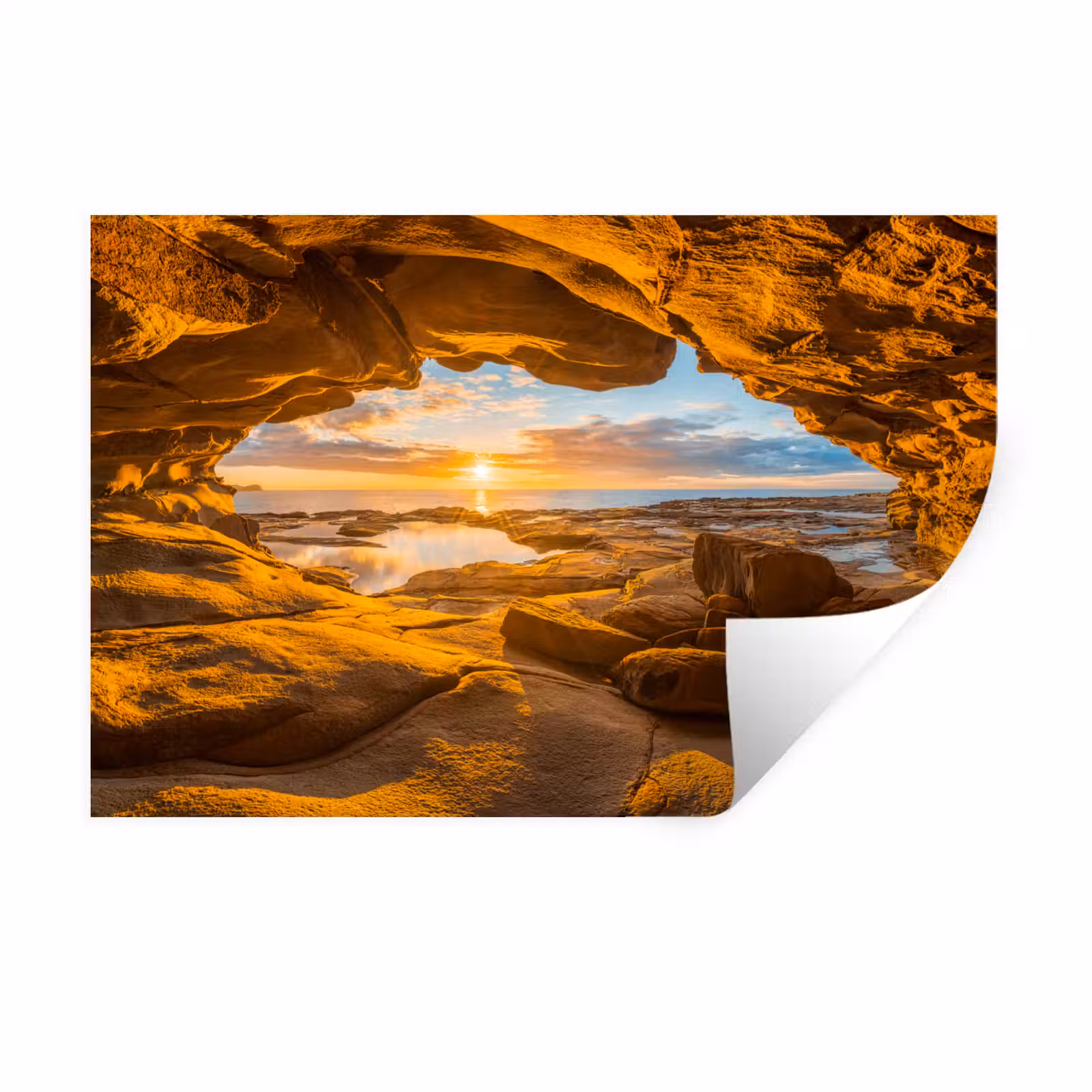 Muursticker - Grot - Zee - Horizon - Zonsondergang — 1