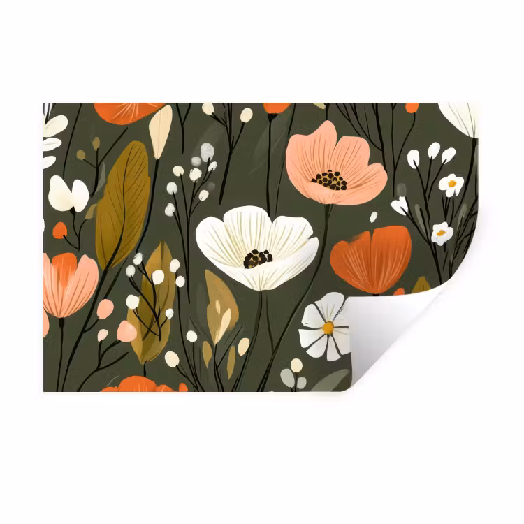 Muursticker - Bloemen - Illustratie - Groen — 1