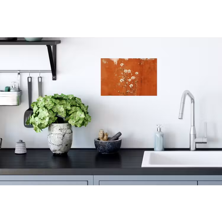 Muursticker - Bloemen - Wit - Subtiel - Roestkleur — 2