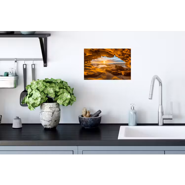 Muursticker - Grot - Zee - Horizon - Zonsondergang — 2