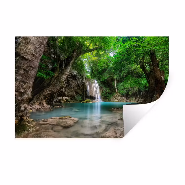 Muursticker - Jungle - Waterval - Planten - Water - Natuur — 1