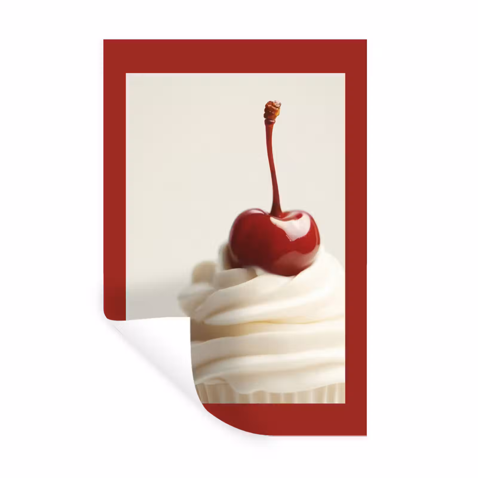Muursticker - Cupcake - Kers - Rood — 1