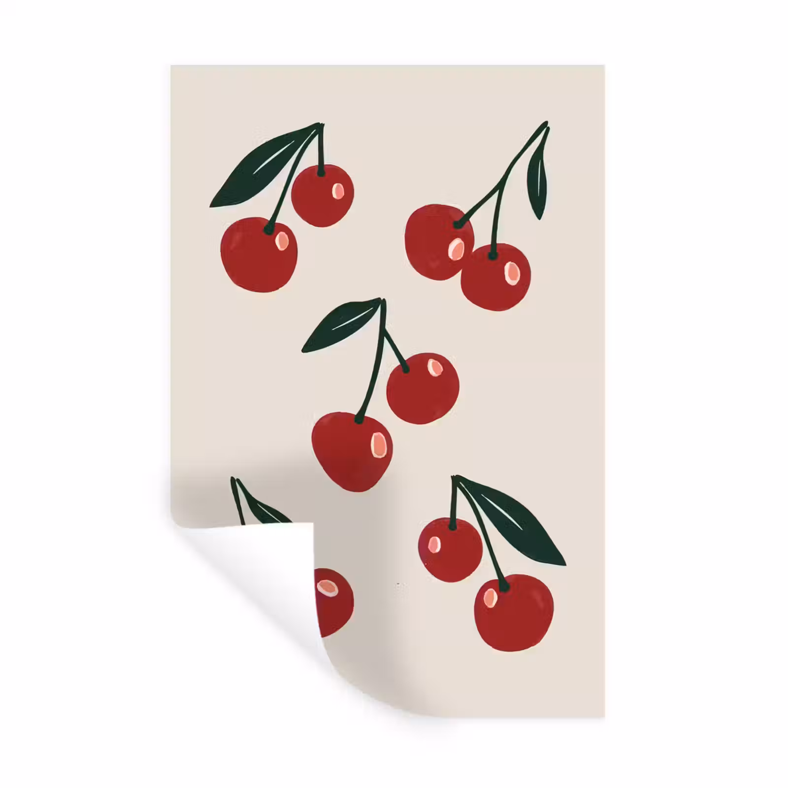 Muursticker - Kersen - Blaadjes - Rood — 1