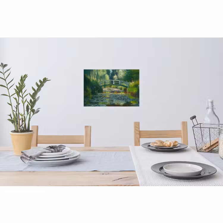 Muursticker - Brug - Hout - Vijver - Waterlelies — 3