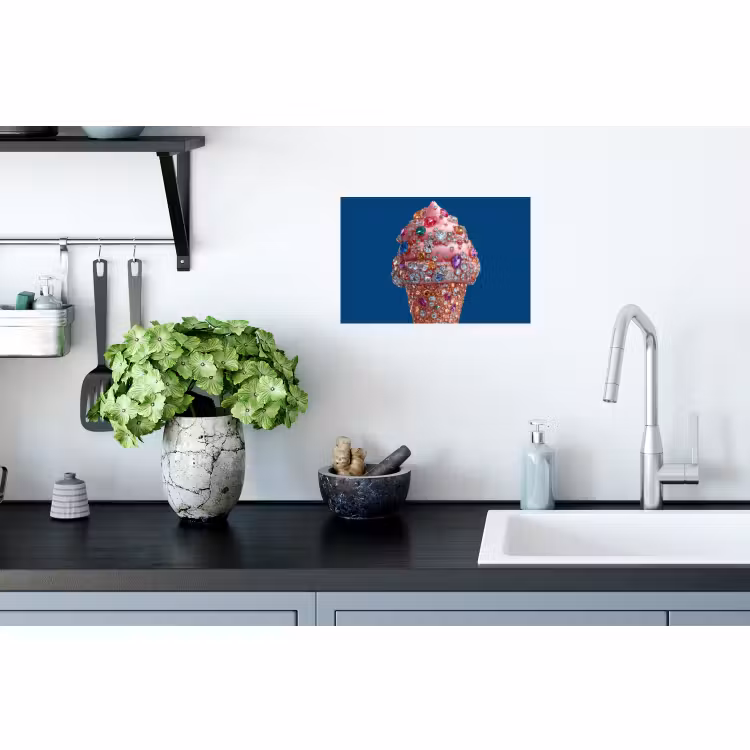 Muursticker - Ijsje - Hoorntje - Steentjes - Blauw — 2