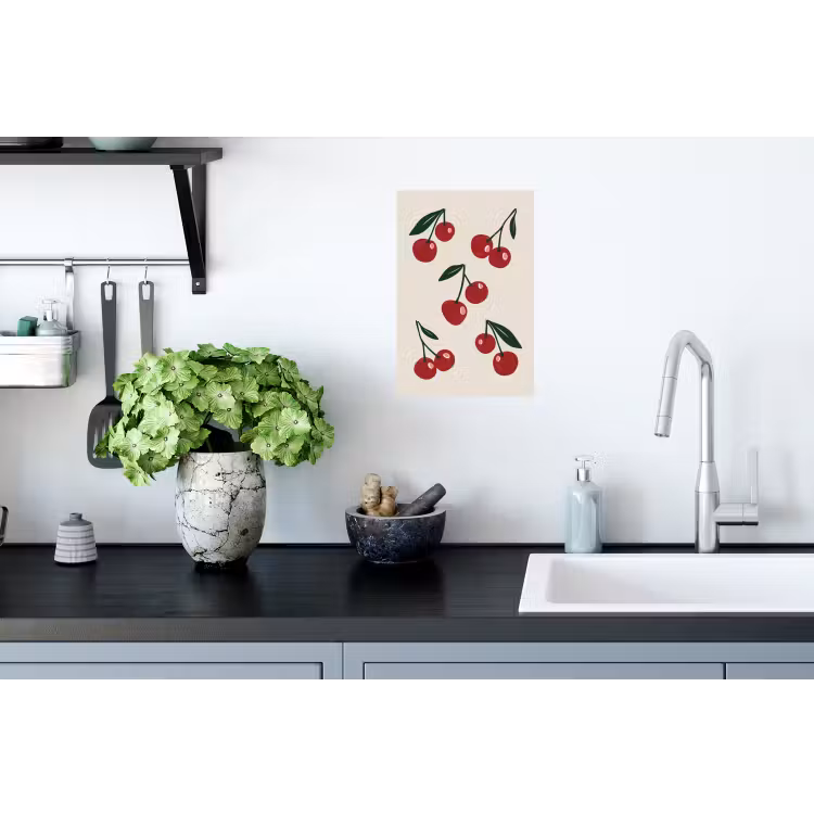Muursticker - Kersen - Blaadjes - Rood — 2