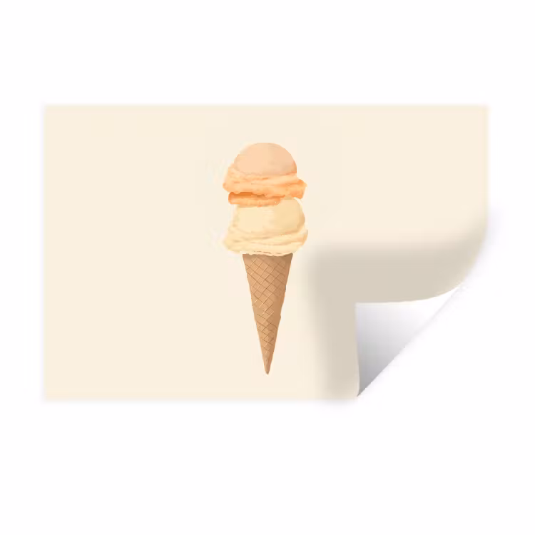 Muursticker - Minimalistisch - Schepijs - Hoorntje - Beige — 1