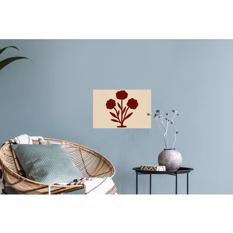 Muursticker - Bloemen - Bladeren - Rood - Minimalistisch — 4