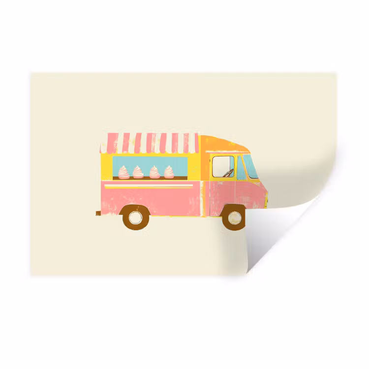 Muursticker - Ijskar - Retro - Softijsjes - Roze — 1