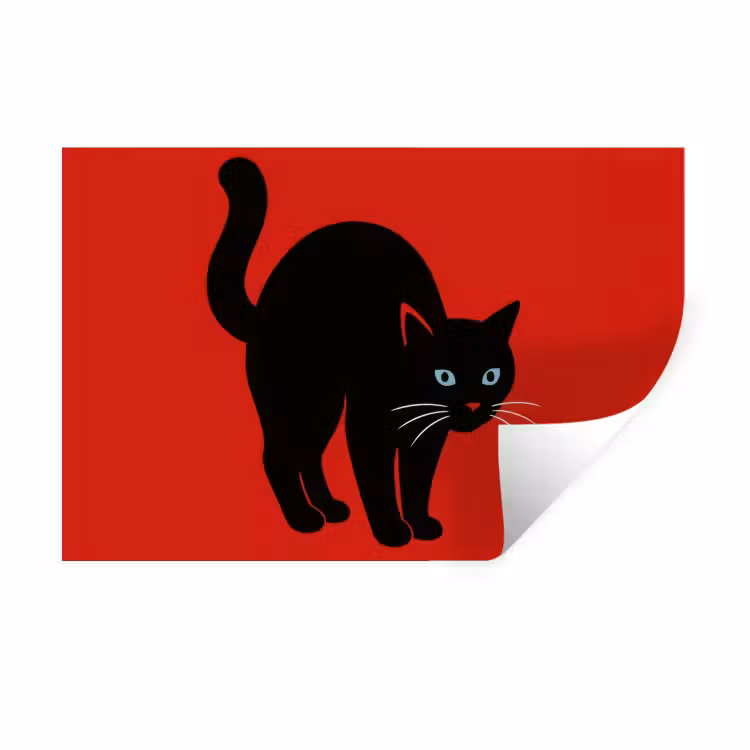 Muursticker - Kat - Zwart - Staart — 1
