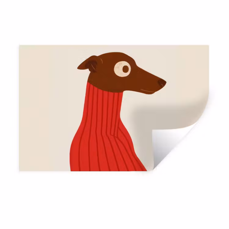 Muursticker - Silhouet - Hond - Trui - Rood — 1