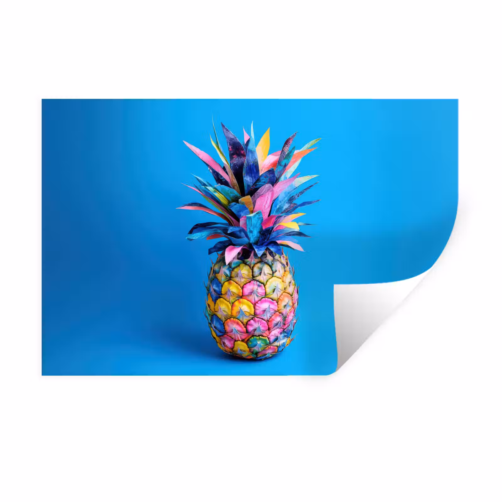 Muursticker - Ananas - Blauw - Tropisch - Vrolijk — 1