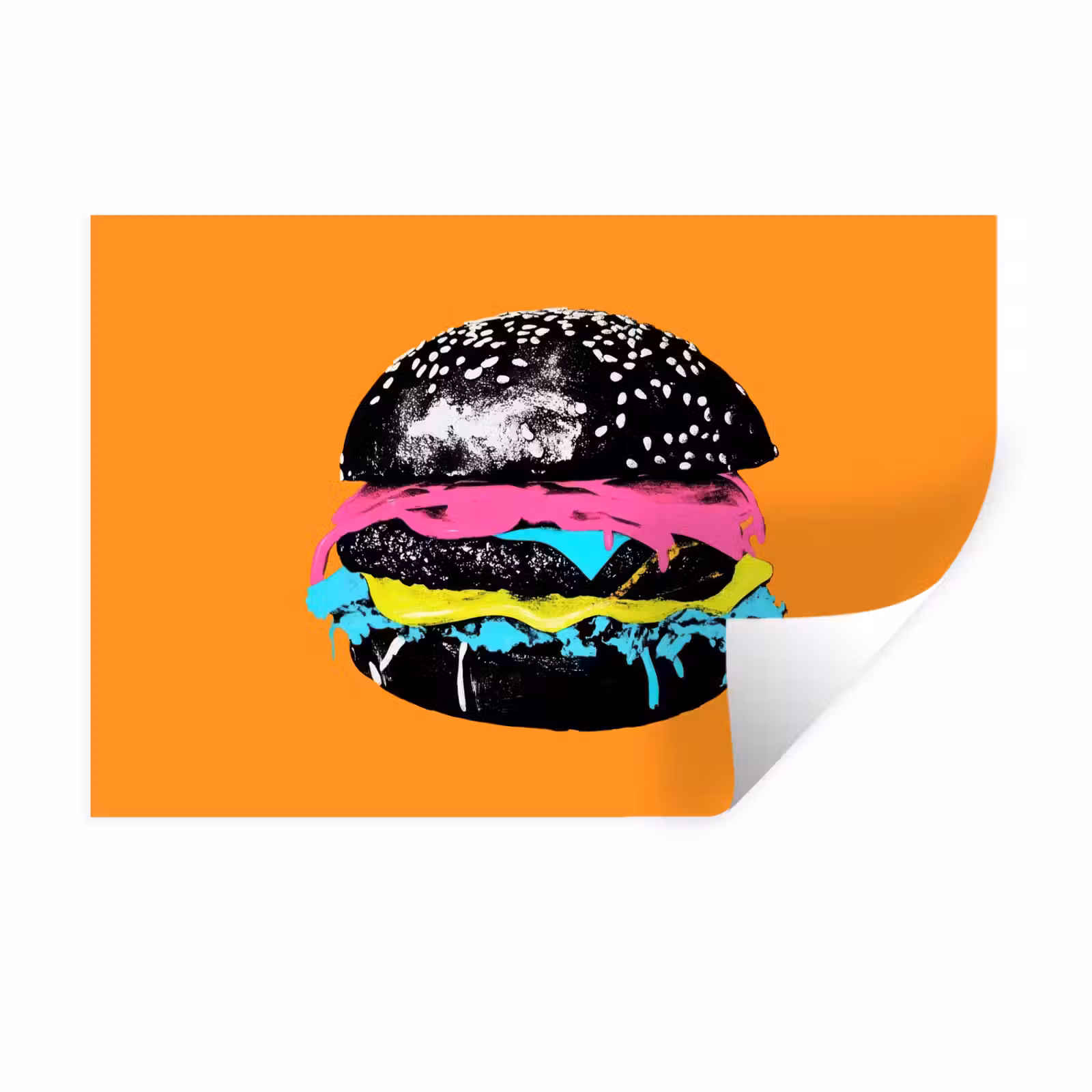 Muursticker - Hamburger - Oranje - Neon - popart — 1