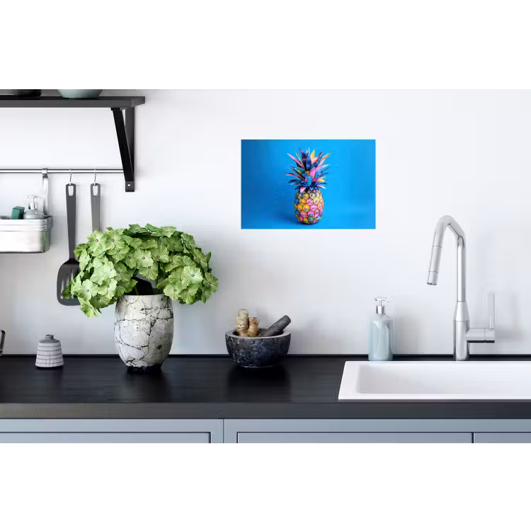 Muursticker - Ananas - Blauw - Tropisch - Vrolijk — 2