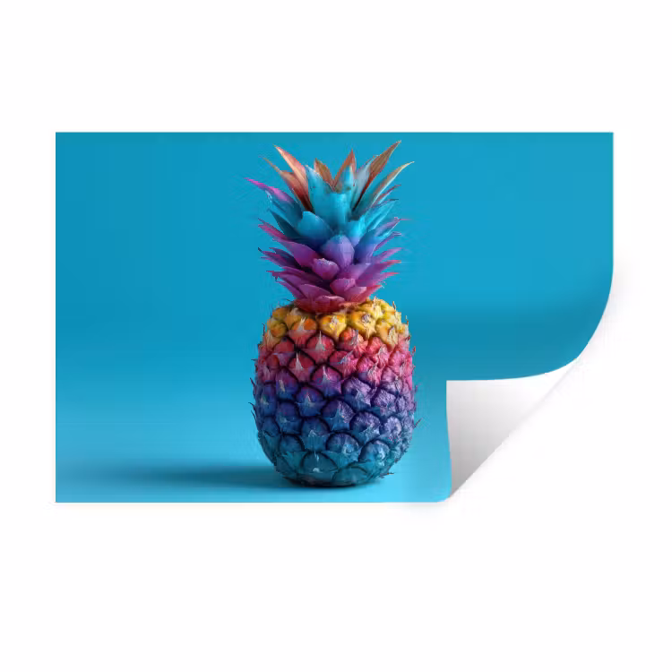 Muursticker - Ananas - Regenboog - Blauw - Popart — 1