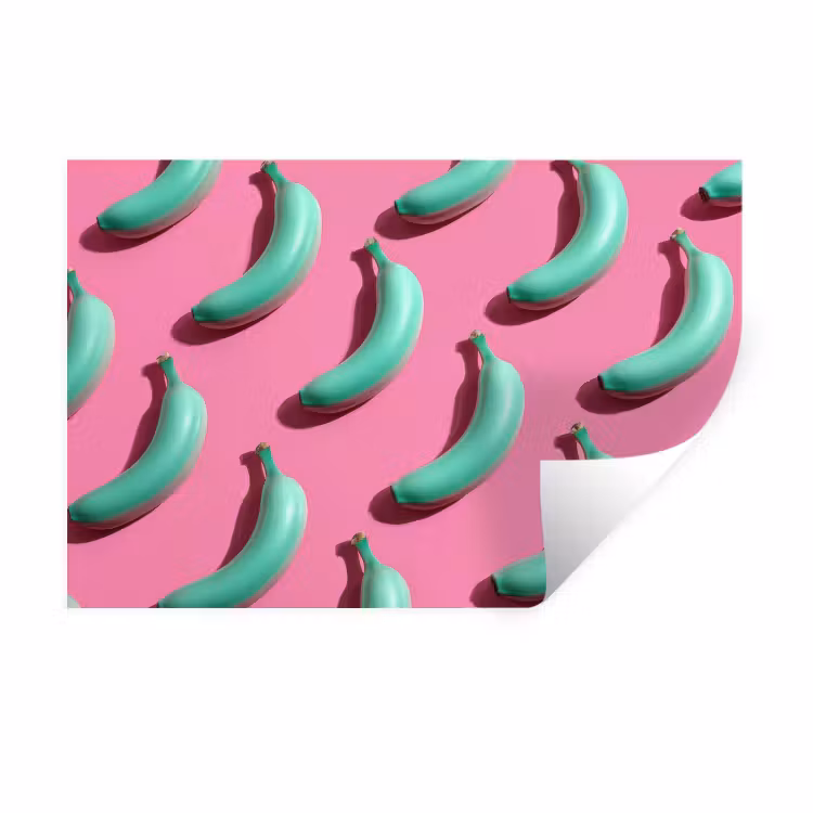 Muursticker - Bananen - Patroon - Blauw - Roze — 1