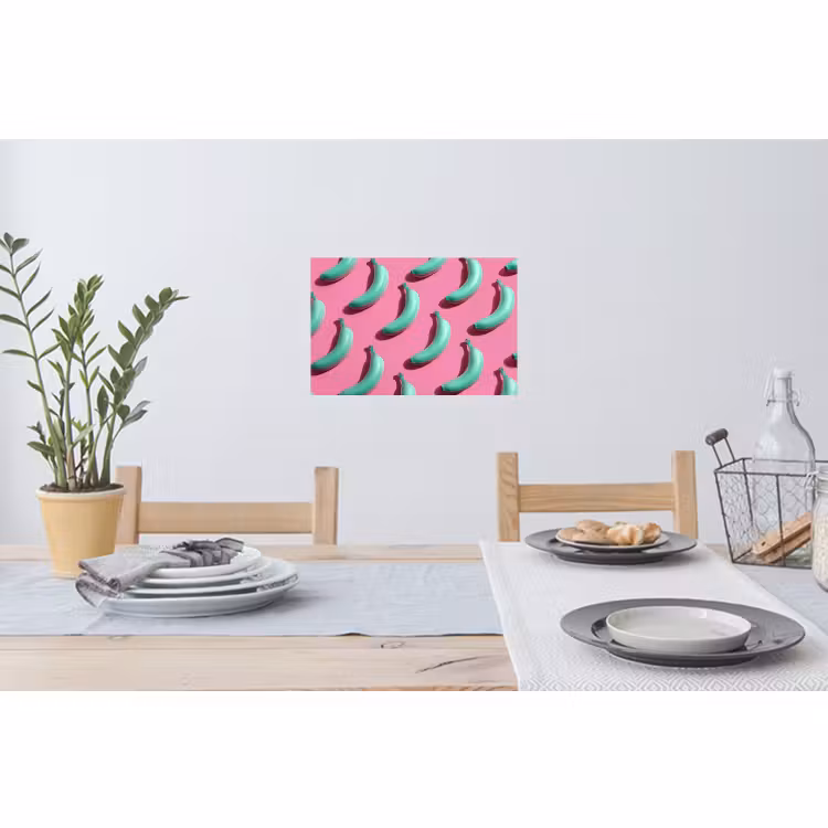 Muursticker - Bananen - Patroon - Blauw - Roze — 3