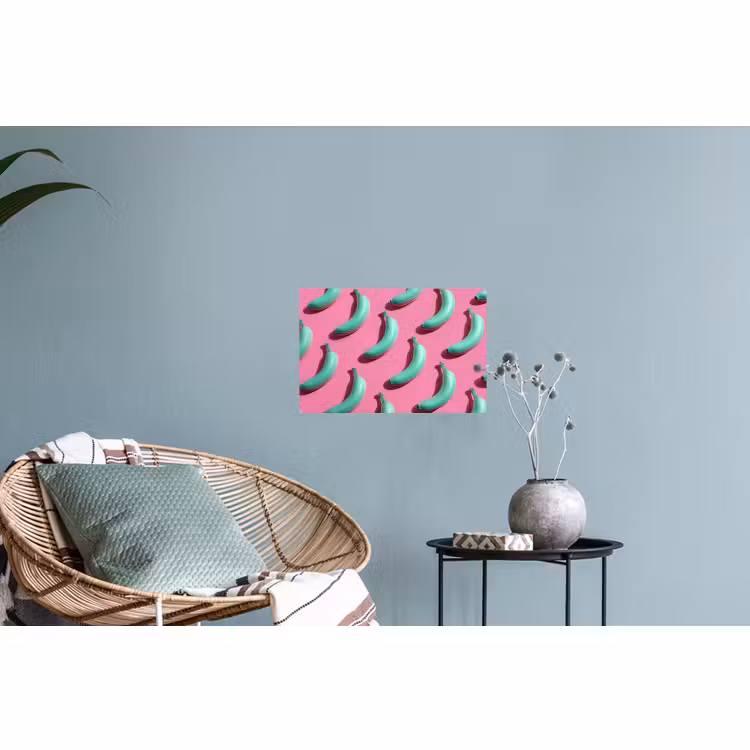 Muursticker - Bananen - Patroon - Blauw - Roze — 4