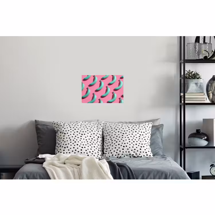 Muursticker - Bananen - Patroon - Blauw - Roze — 5