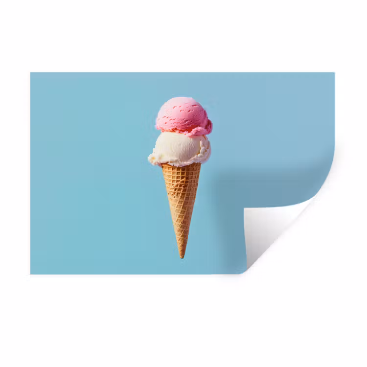 Muursticker - Bolletjes - Schepijs - Hoorntje - Blauw — 1