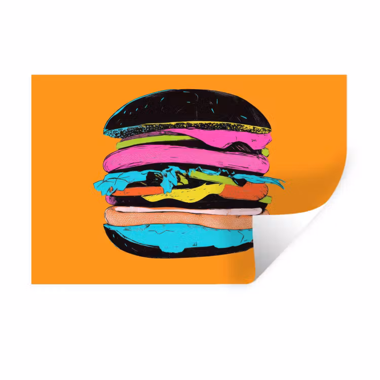 Muursticker - Hamburger - Kleurrijk - Speels — 1