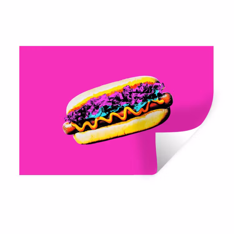 Muursticker - Hotdog - Roze - Retro — 1