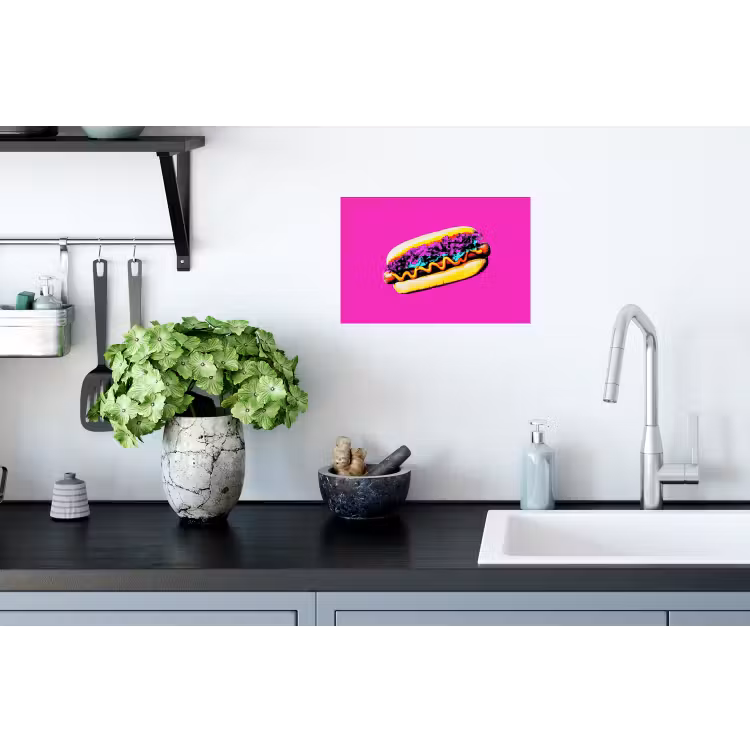 Muursticker - Hotdog - Roze - Retro — 2